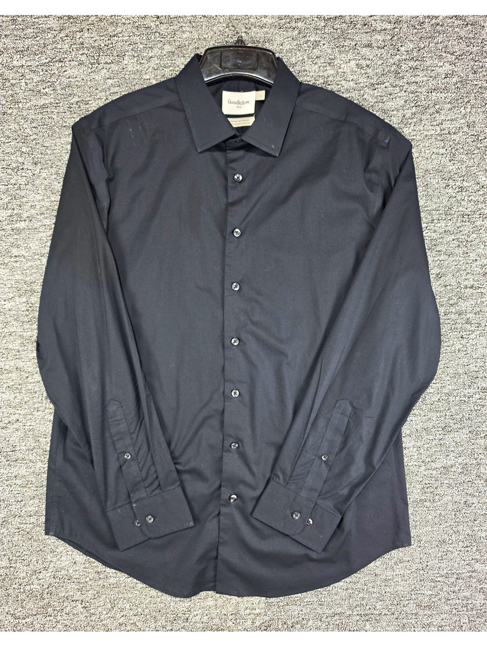 Goodfellow & Co Men's Standard Fit Stretch Dress Shirt Black Solid L 32/33